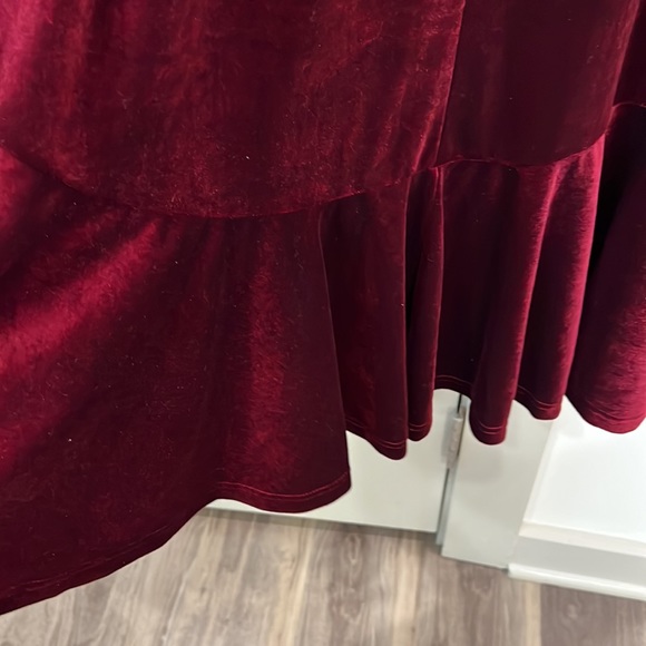 Unbranded: Burgundy Velvet-Soft High Low Dress - Picture 6 of 10